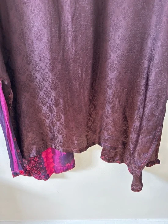 Tienda Ho Kimono Magenta/Burgundy India Print Boho Festival Open Front Duster - Picture 11 of 16